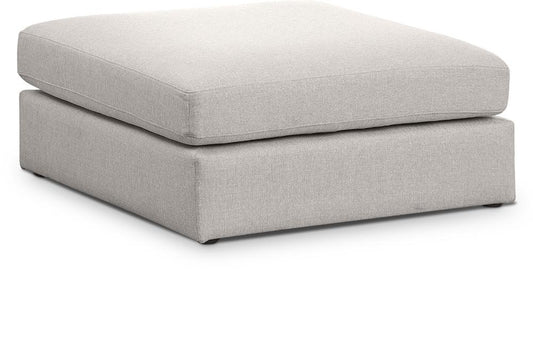Meridian Furniture - Beckham Beige Durable Linen Textured Fabric Ottoman - 681Beige-Ott veiw 1