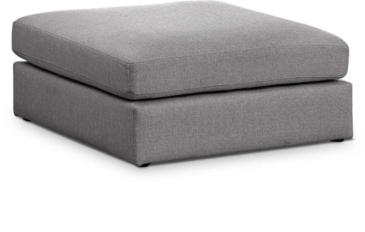 Meridian Furniture - Beckham Grey Durable Linen Textured Fabric Ottoman - 681Grey-Ott veiw 1