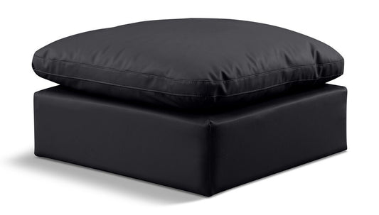 Meridian Furniture - Indulge Black Vegan Leather Ottoman - 146Black-Ott veiw 1