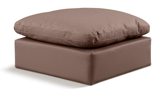 Meridian Furniture - Indulge Brown Vegan Leather Ottoman - 146Brown-Ott veiw 1