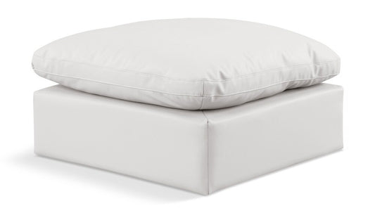 Meridian Furniture - Indulge Cream Vegan Leather Ottoman - 146Cream-Ott veiw 1