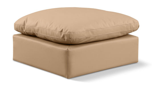 Meridian Furniture - Indulge Tan Vegan Leather Ottoman - 146Tan-Ott veiw 1