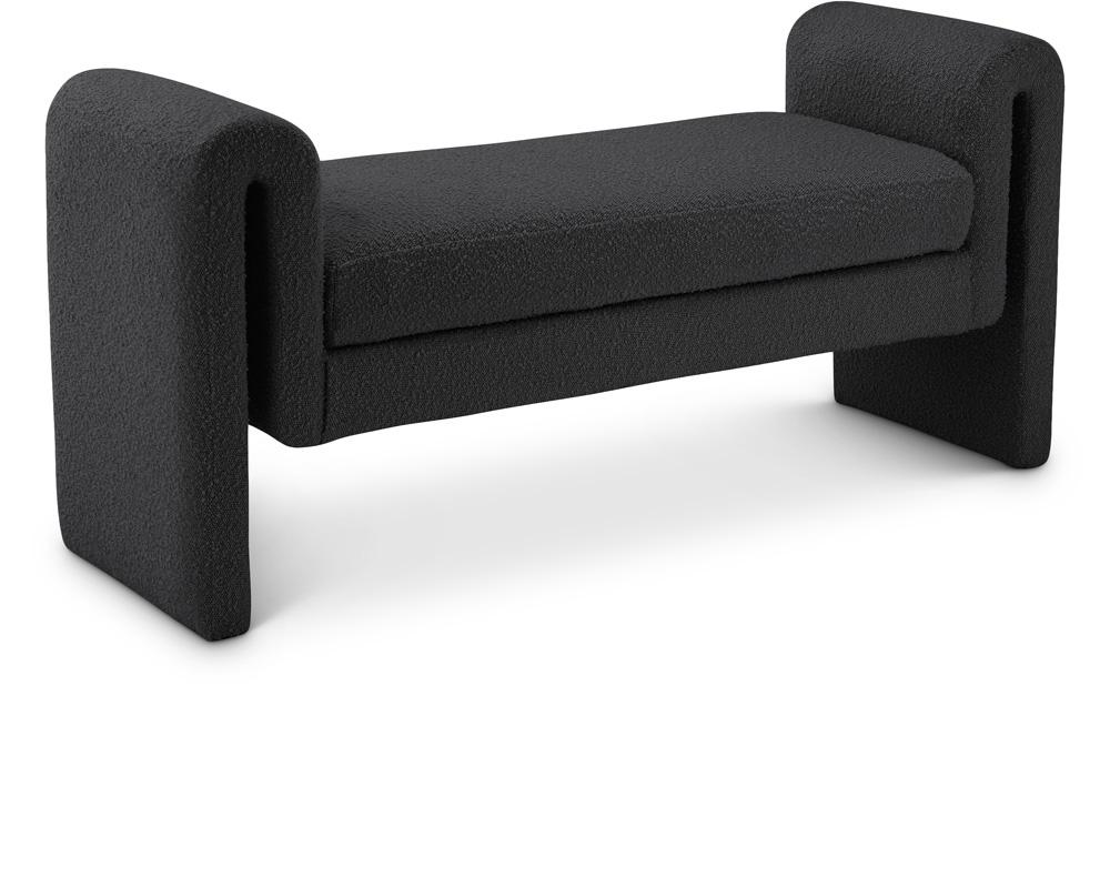 Meridian Furniture - Stylus Black Boucle Fabric Bench - 149Black veiw 1