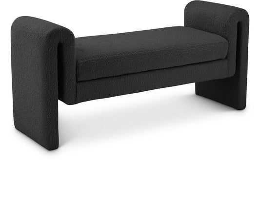 Meridian Furniture - Stylus Black Boucle Fabric Bench - 149Black veiw 1