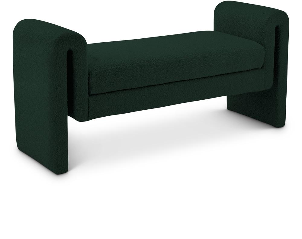 Meridian Furniture - Stylus Green Boucle Fabric Bench - 149Green veiw 1