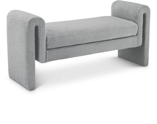 Meridian Furniture - Stylus Grey Boucle Fabric Bench - 149Grey veiw 1