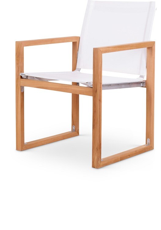 Meridian Furniture - Tulum Off White Water Resistant Fabric Outdoor Patio Dining Arm Chair - 353White-AC veiw 1