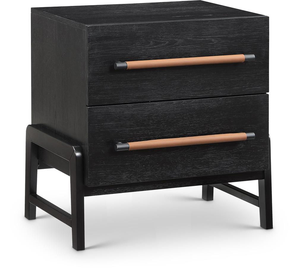 Meridian Furniture - Kaya Black Vegan Leather Night Stand - 360Black-NS veiw 1
