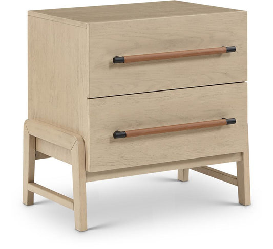 Meridian Furniture - Kaya Natural Vegan Leather Night Stand - 360Natural-NS veiw 1