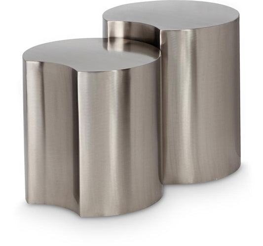 Meridian Furniture - Dimple Silver End Table - 2Pc - 99081Silver-2C veiw 1