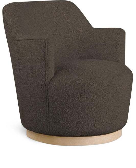 Meridian Furniture - Clarita Brown Boucle Fabric Swivel Accent Chair - 450Brown veiw 1