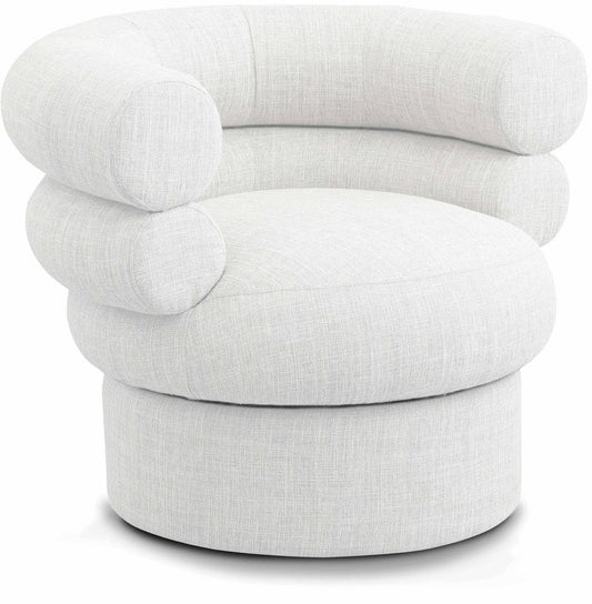Meridian Furniture - Valentina Cream Linen Textured Fabric Accent Swivel Chair - 570Cream veiw 1