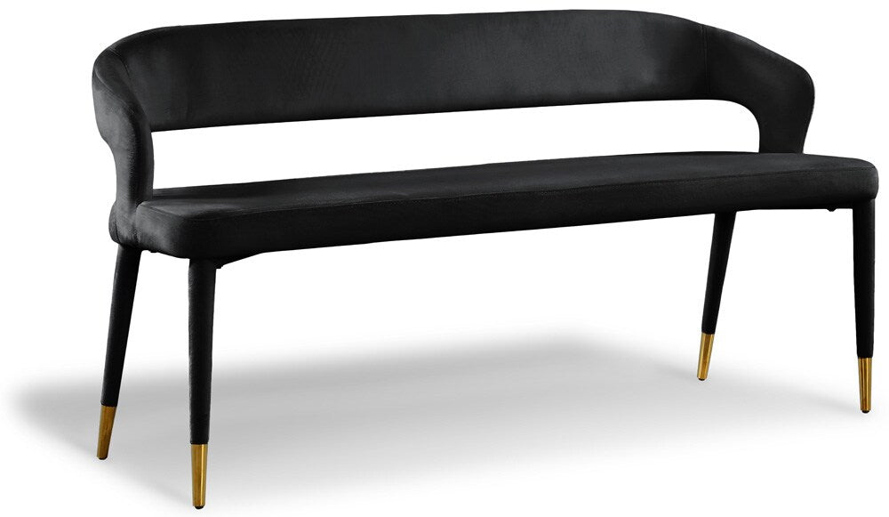 Meridian Furniture - Destiny Black Velvet Bench - 582Black veiw 1