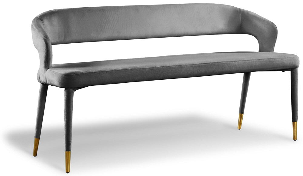 Meridian Furniture - Destiny Grey Velvet Bench - 582Grey veiw 1