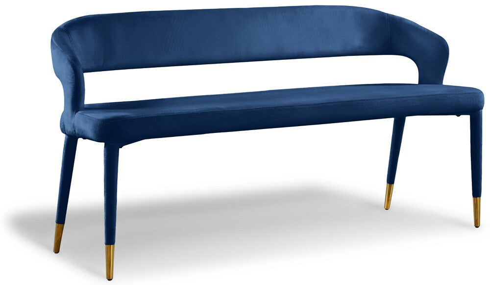 Meridian Furniture - Destiny Navy Velvet Bench - 582Navy veiw 1