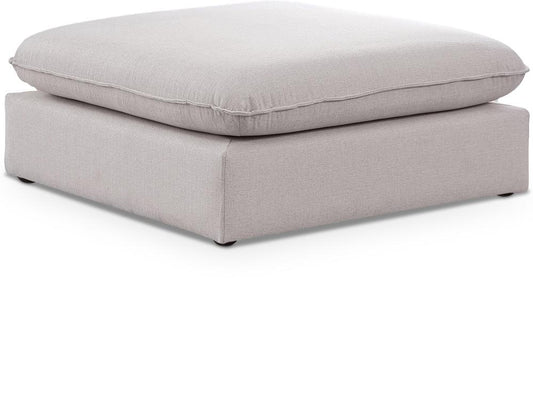 Meridian Furniture - Mackenzie Beige Durable Linen Textured Ottoman - 688Beige-Ott veiw 1