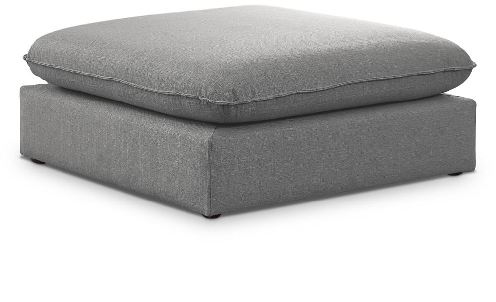 Meridian Furniture - Mackenzie Grey Durable Linen Textured Ottoman - 688Grey-Ott veiw 1