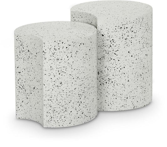 Meridian Furniture - Dimple White End Table - 2Pc - 99084White-2C veiw 1