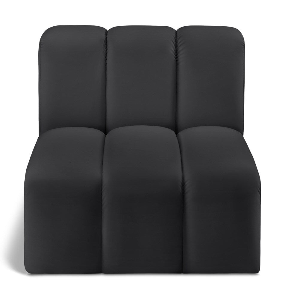 Meridian Furniture - Arc Black Vegan Leather Straight Chair - 101Black-ST veiw 1