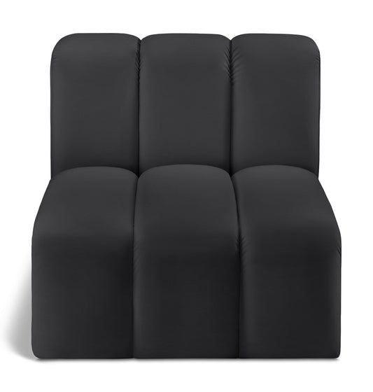 Meridian Furniture - Arc Black Vegan Leather Straight Chair - 101Black-ST veiw 1