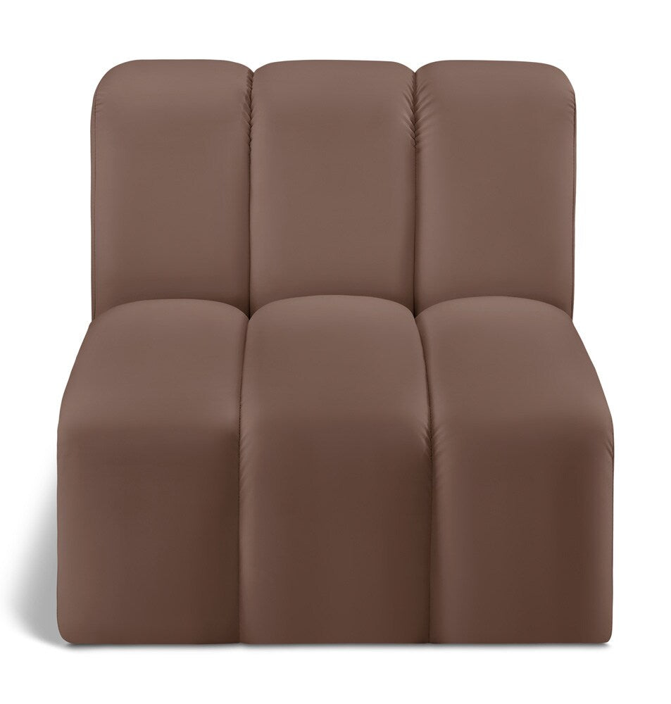 Meridian Furniture - Arc Brown Vegan Leather Straight Chair - 101Brown-ST veiw 1