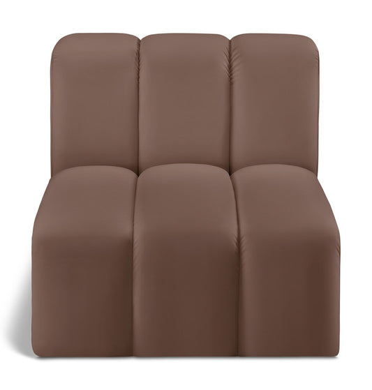 Meridian Furniture - Arc Brown Vegan Leather Straight Chair - 101Brown-ST veiw 1