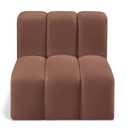 Meridian Furniture - Arc Cognac Vegan Leather Straight Chair - 101Cognac-ST veiw 1