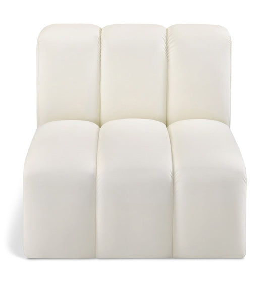 Meridian Furniture - Arc Cream Vegan Leather Straight Chair - 101Cream-ST veiw 1