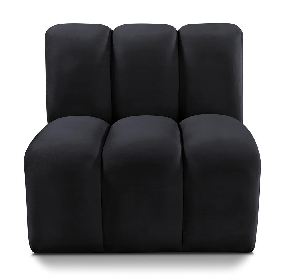 Meridian Furniture - Arc Black Velvet Straight Chair - 103Black-ST veiw 1