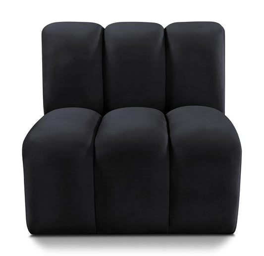 Meridian Furniture - Arc Black Velvet Straight Chair - 103Black-ST veiw 1