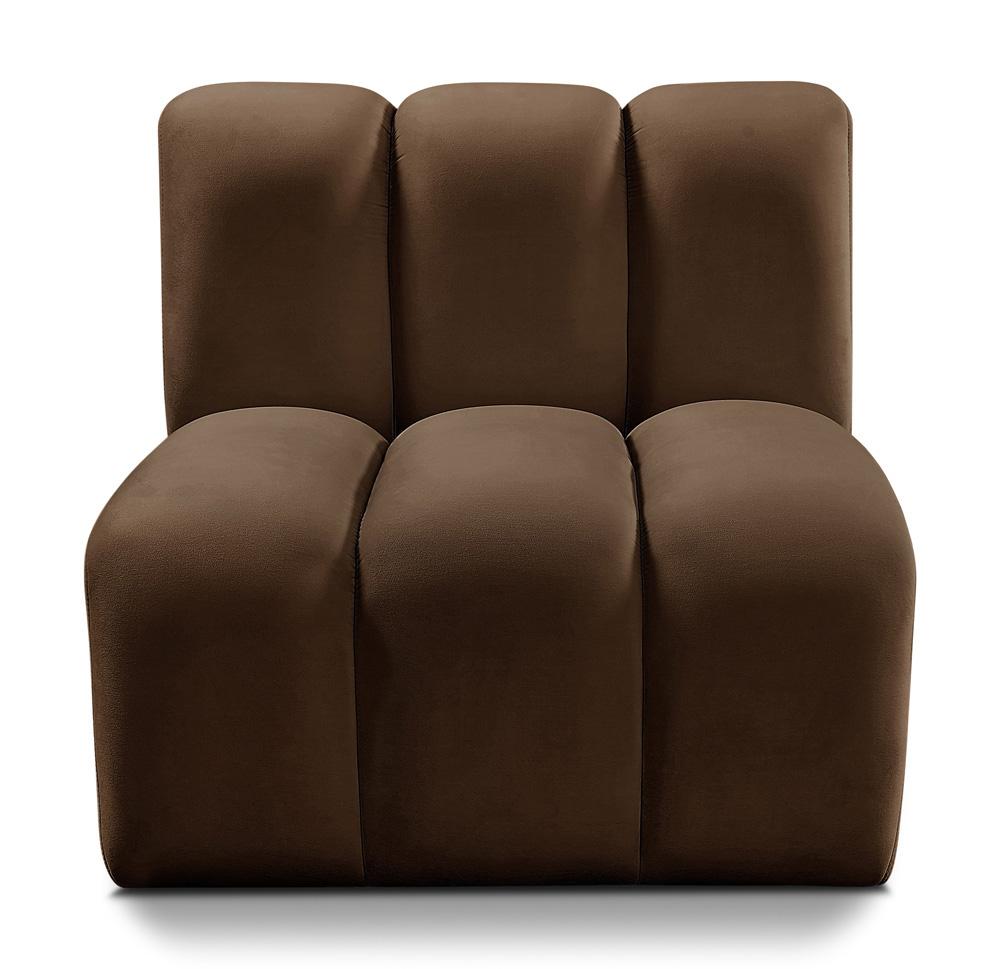 Meridian Furniture - Arc Brown Velvet Straight Chair - 103Brown-ST veiw 1