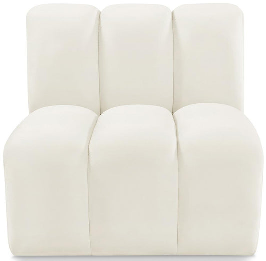 Meridian Furniture - Arc Cream Velvet Straight Chair - 103Cream-ST veiw 1