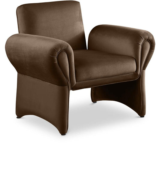 Meridian Furniture - Fleurette Brown Velvet Accent Chair - 409Brown veiw 1