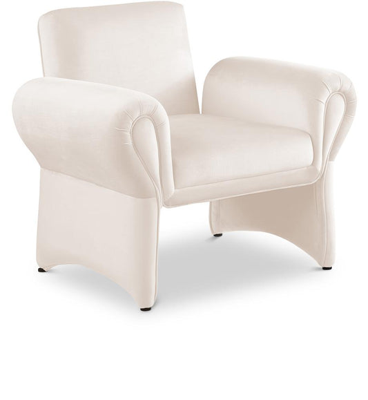 Meridian Furniture - Fleurette Cream Velvet Accent Chair - 409Cream veiw 1