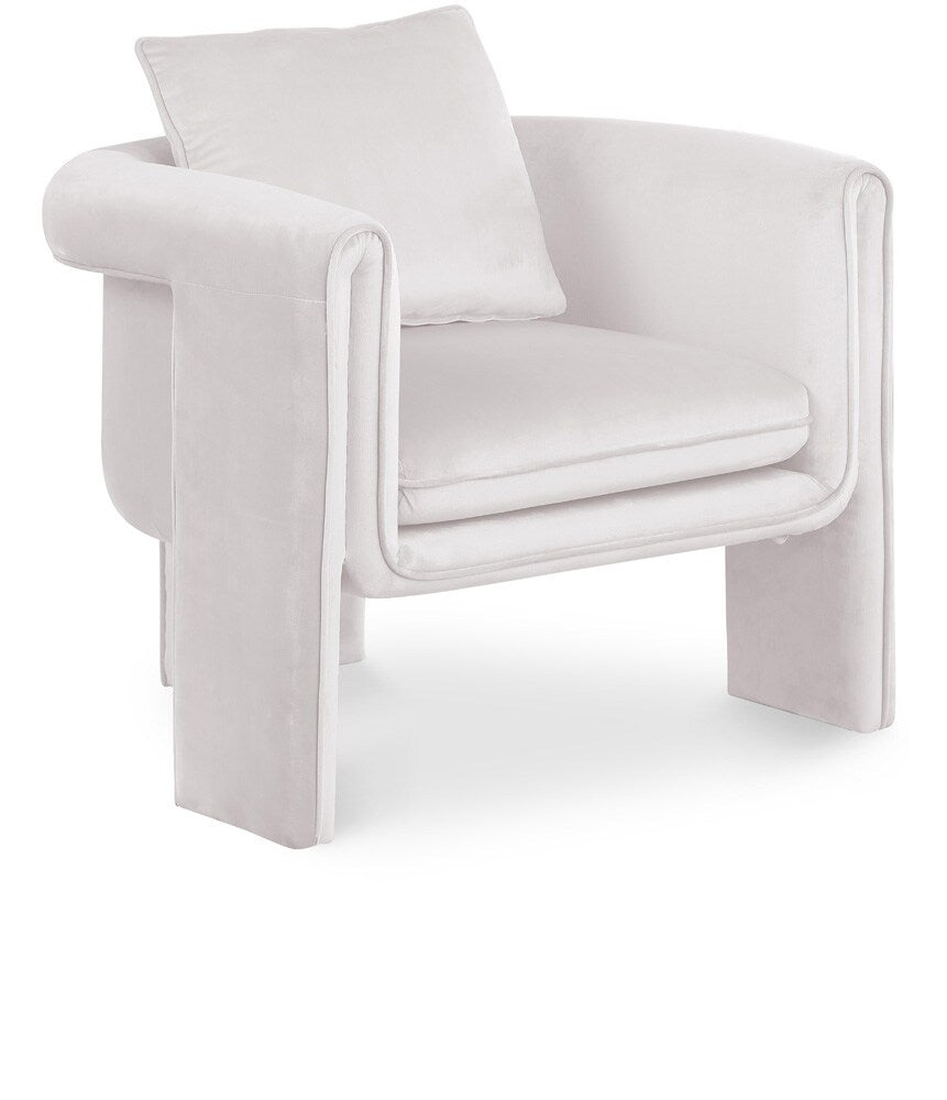 Meridian Furniture - Sloan Cream Velvet Accent Chair - 424Cream veiw 1