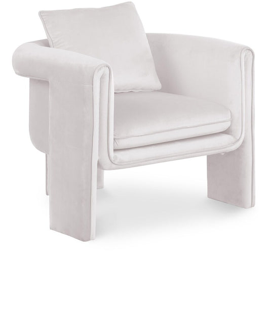 Meridian Furniture - Sloan Cream Velvet Accent Chair - 424Cream veiw 1