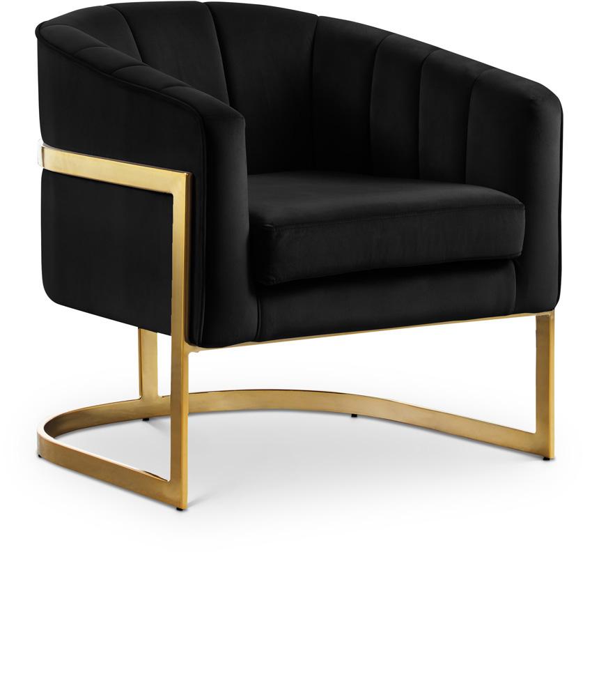 Meridian Furniture - Carter Black Velvet Accent Chair - 515Black veiw 1