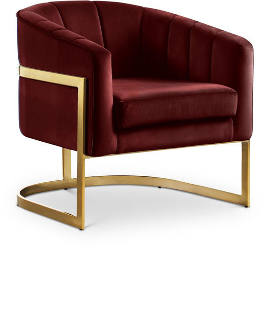 Meridian Furniture - Carter Burgundy Velvet Accent Chair - 515Burg veiw 1