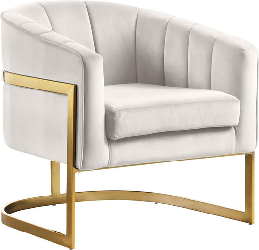 Meridian Furniture - Carter Cream Velvet Accent Chair - 515Cream veiw 1