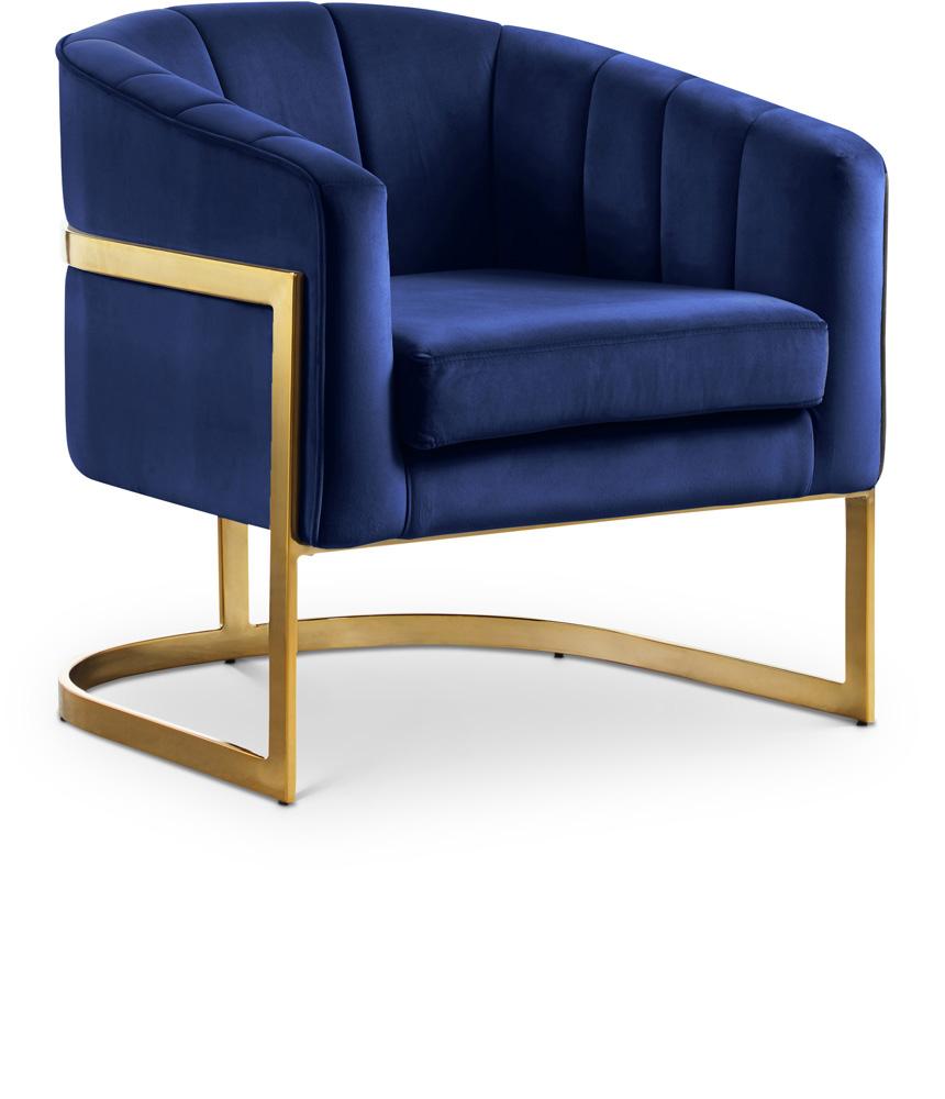Meridian Furniture - Carter Navy Velvet Accent Chair - 515Navy veiw 1