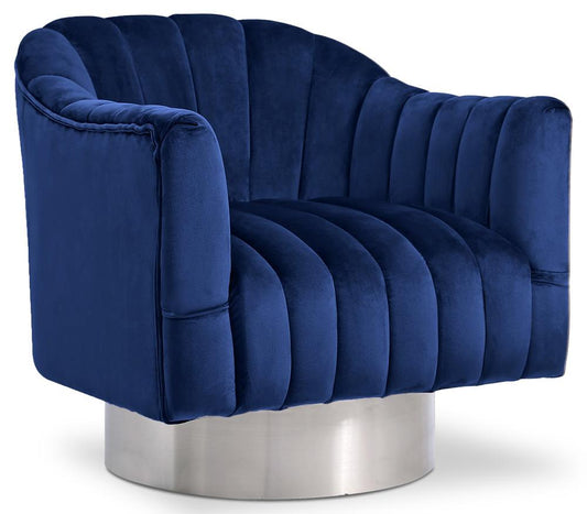 Meridian Furniture - Farrah Navy Velvet Accent Chair - 519Navy veiw 1