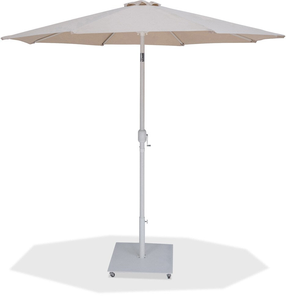 Meridian Furniture - Fiji Beige Fabric / Matte White Aluminum Patio Umbrella with Base Sets - 55015Beige-AW veiw 1