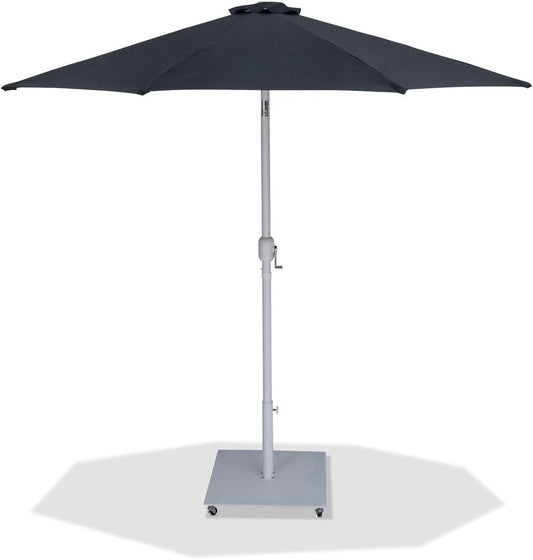Meridian Furniture - Fiji Black Fabric / Matte White Aluminum Patio Umbrella with Base Sets - 55015Black-AW veiw 1