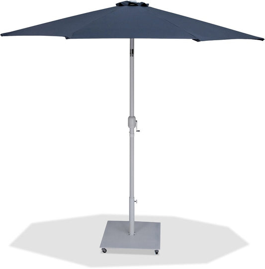 Meridian Furniture - Fiji Grey Fabric / Matte White Aluminum Patio Umbrella with Base Sets - 55015Grey-AW veiw 1