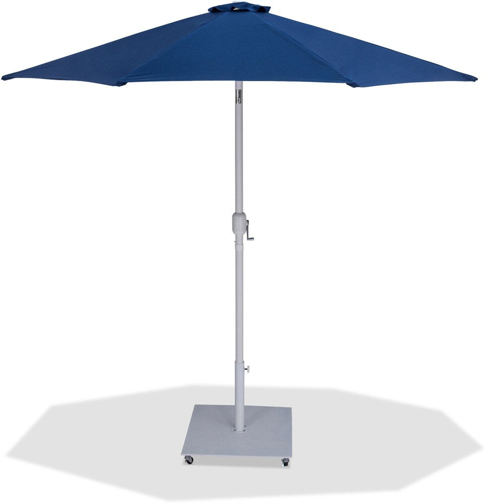 Meridian Furniture - Fiji Navy Fabric / Matte White Aluminum Patio Umbrella with Base Sets - 55015Navy-AW veiw 1
