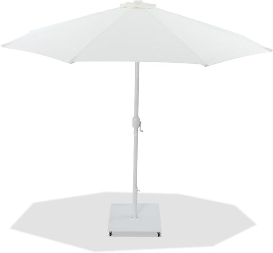 Meridian Furniture - Fiji White Fabric / Matte White Aluminum Patio Umbrella with Base Sets - 55015White-AW veiw 1