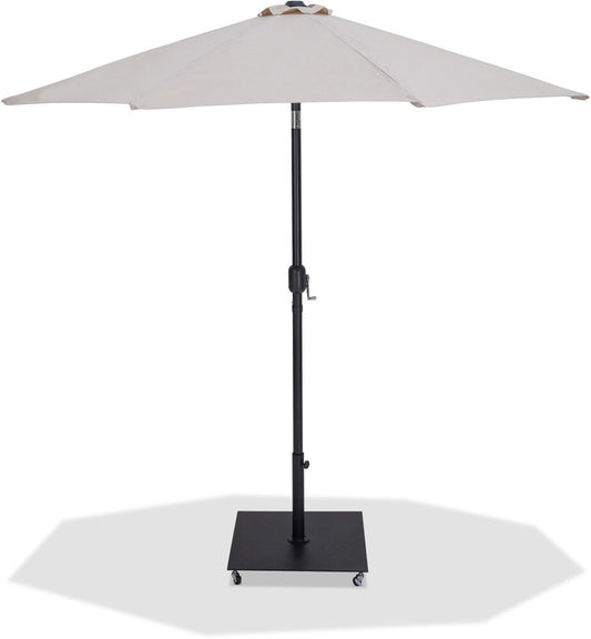 Meridian Furniture - Fiji Beige Fabric / Matte Black Aluminum Patio Umbrella with Base Sets - 55016Beige-AB veiw 1