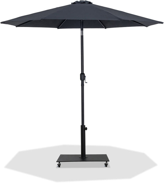 Meridian Furniture - Fiji Black Fabric / Matte Black Aluminum Patio Umbrella with Base Sets - 55016Black-AB veiw 1