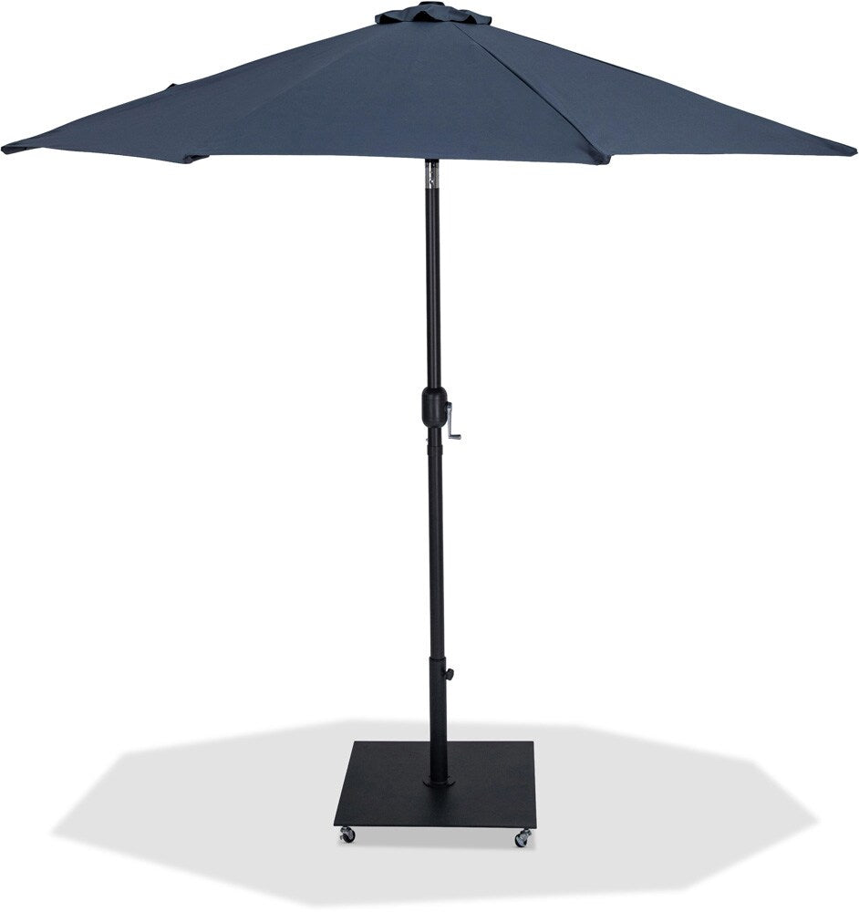 Meridian Furniture - Fiji Grey Fabric / Matte Black Aluminum Patio Umbrella with Base Sets - 55016Grey-AB veiw 1