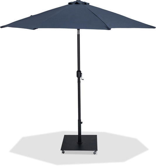 Meridian Furniture - Fiji Grey Fabric / Matte Black Aluminum Patio Umbrella with Base Sets - 55016Grey-AB veiw 1
